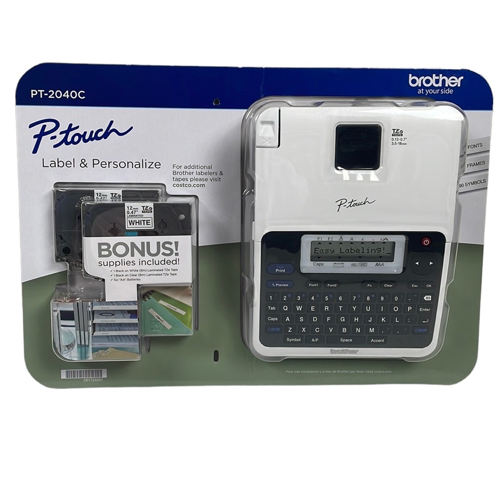 New in box P-TOUCH label maker with bonus supplies. Color labels, emojis.